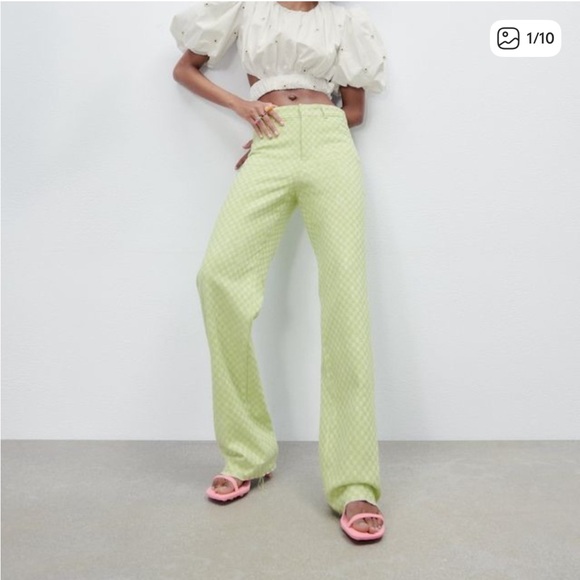 Zara Green Checkered Trousers - Picture 2 of 7
